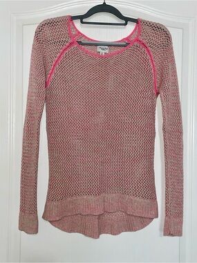 American Eagle Outfitters AEO Pink Raglan Open Knit Sweater M